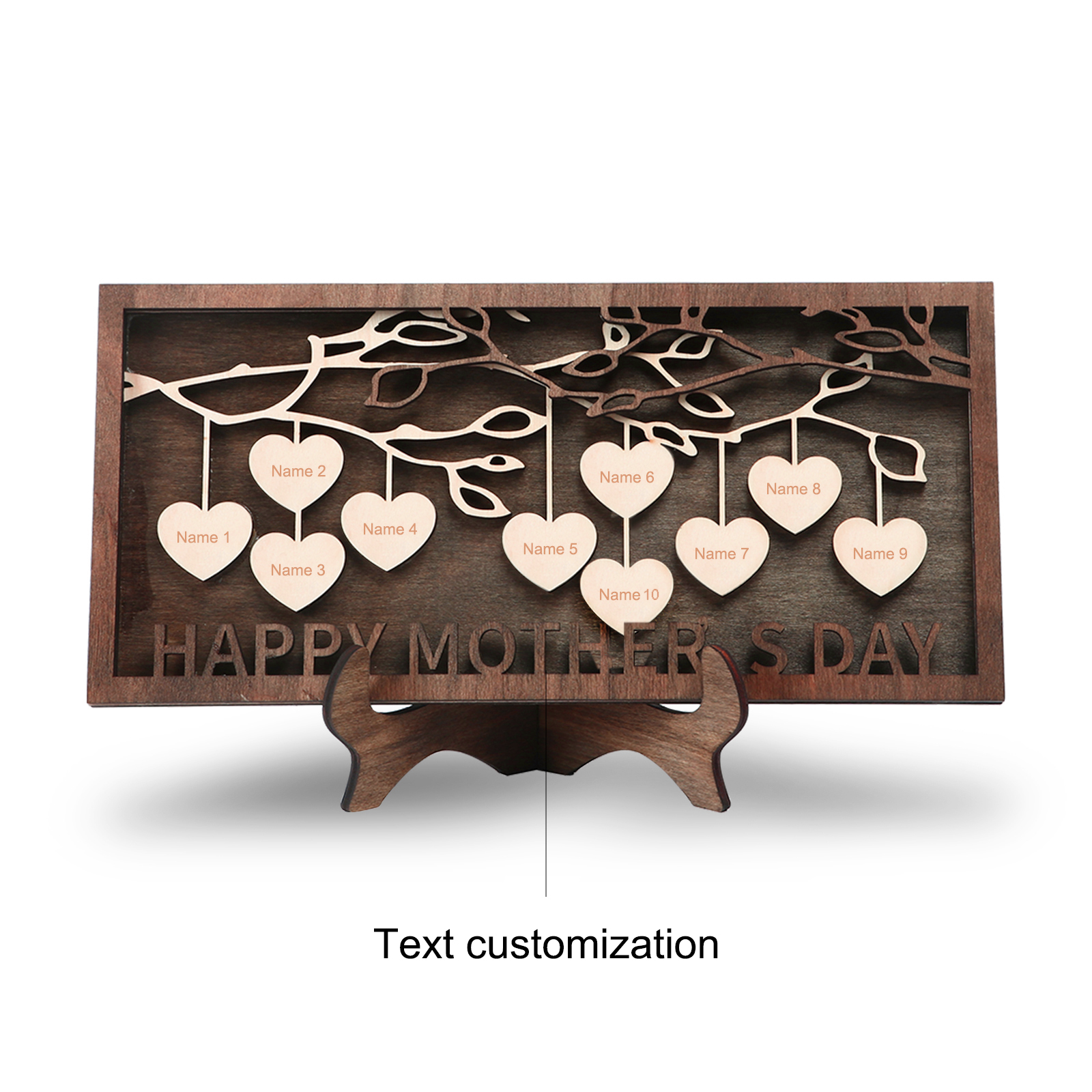 Personalized 2-14 Names Family Tree Wood Frame