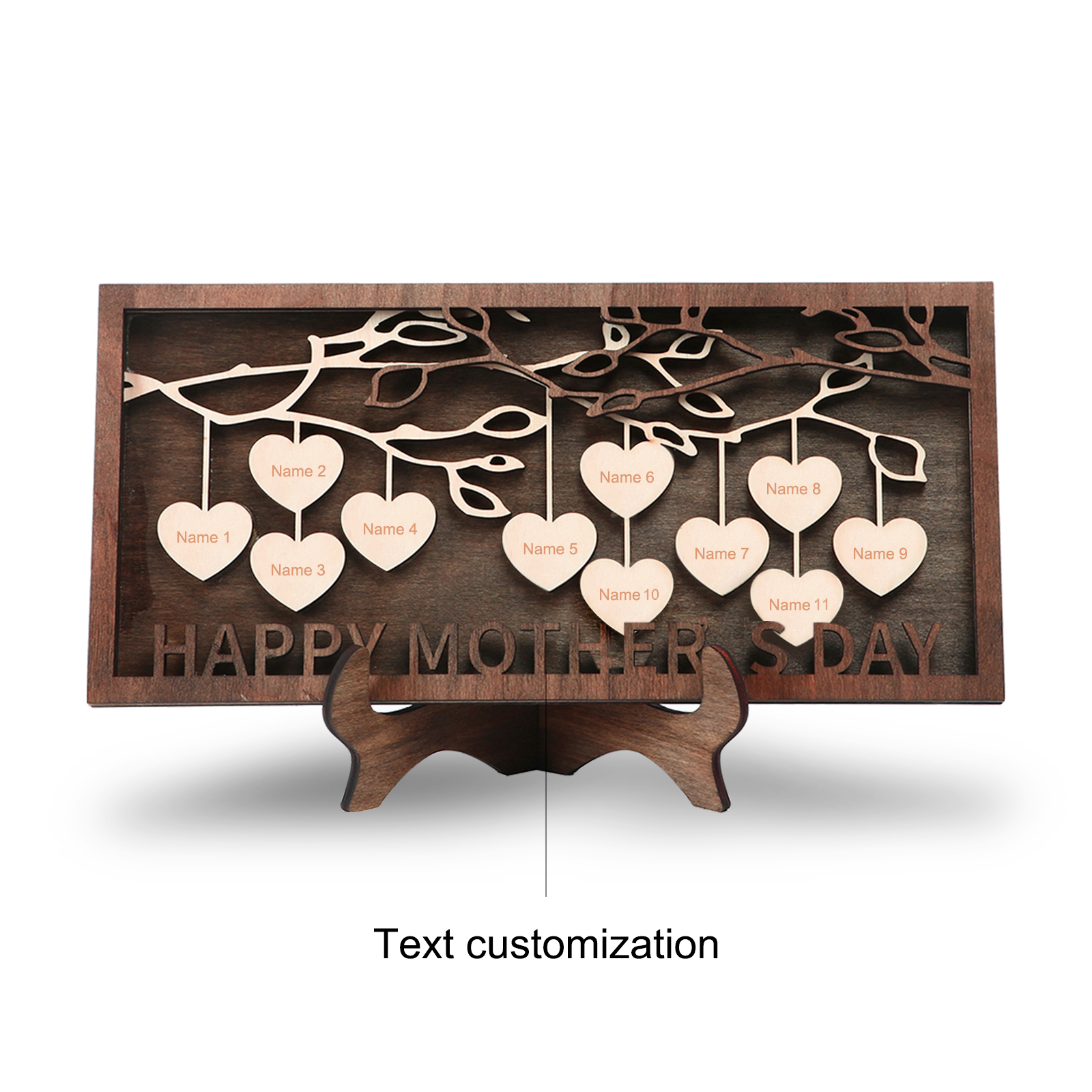 Personalized 2-14 Names Family Tree Wood Frame