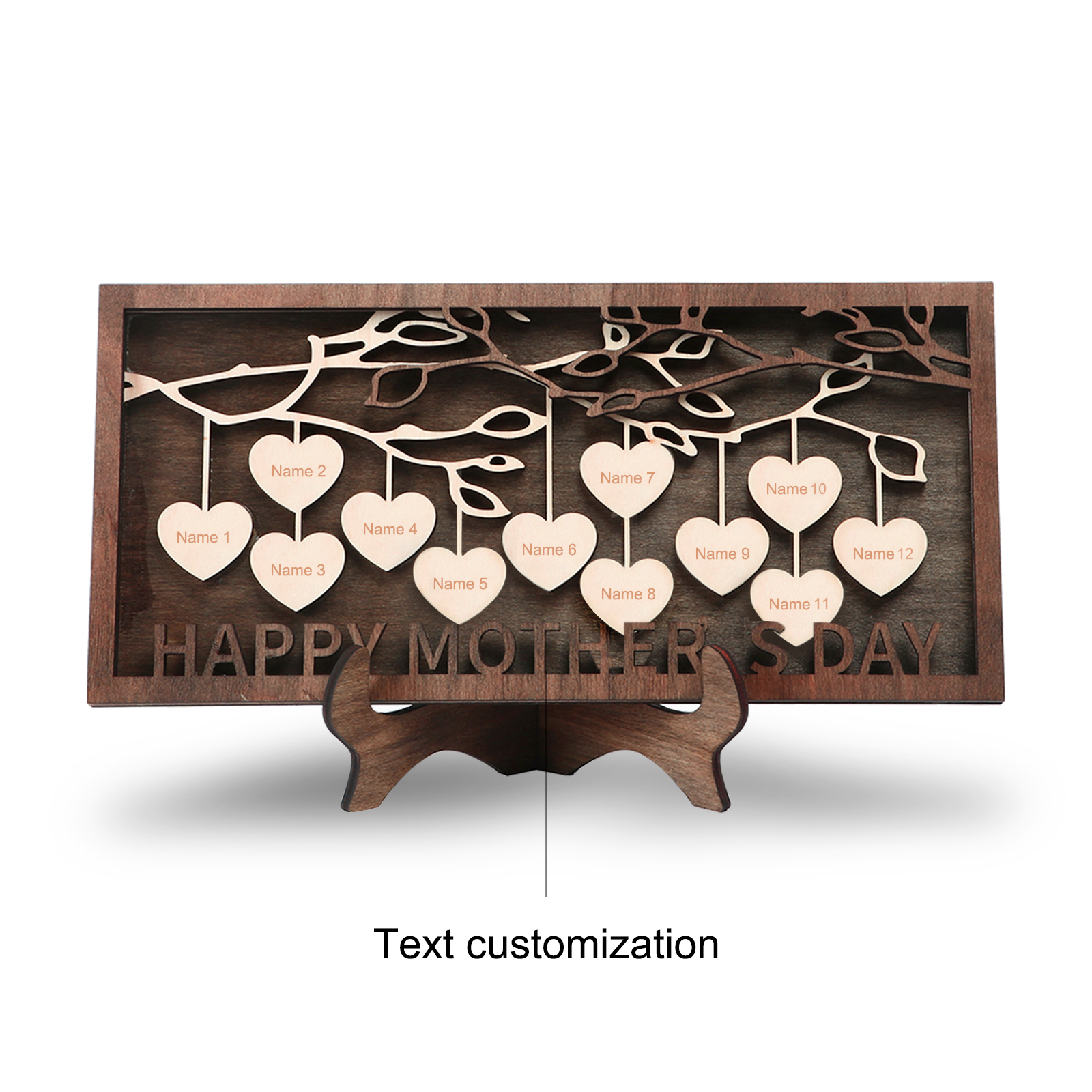 Personalized 2-14 Names Family Tree Wood Frame