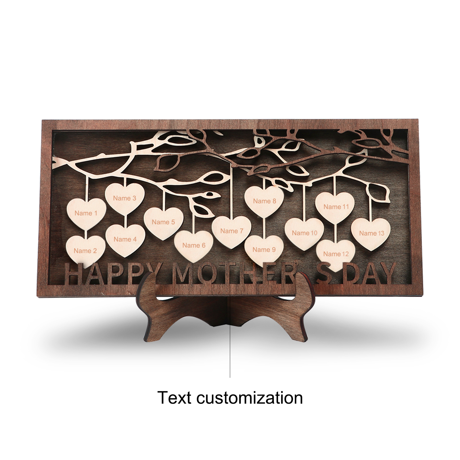 Personalized 2-14 Names Family Tree Wood Frame