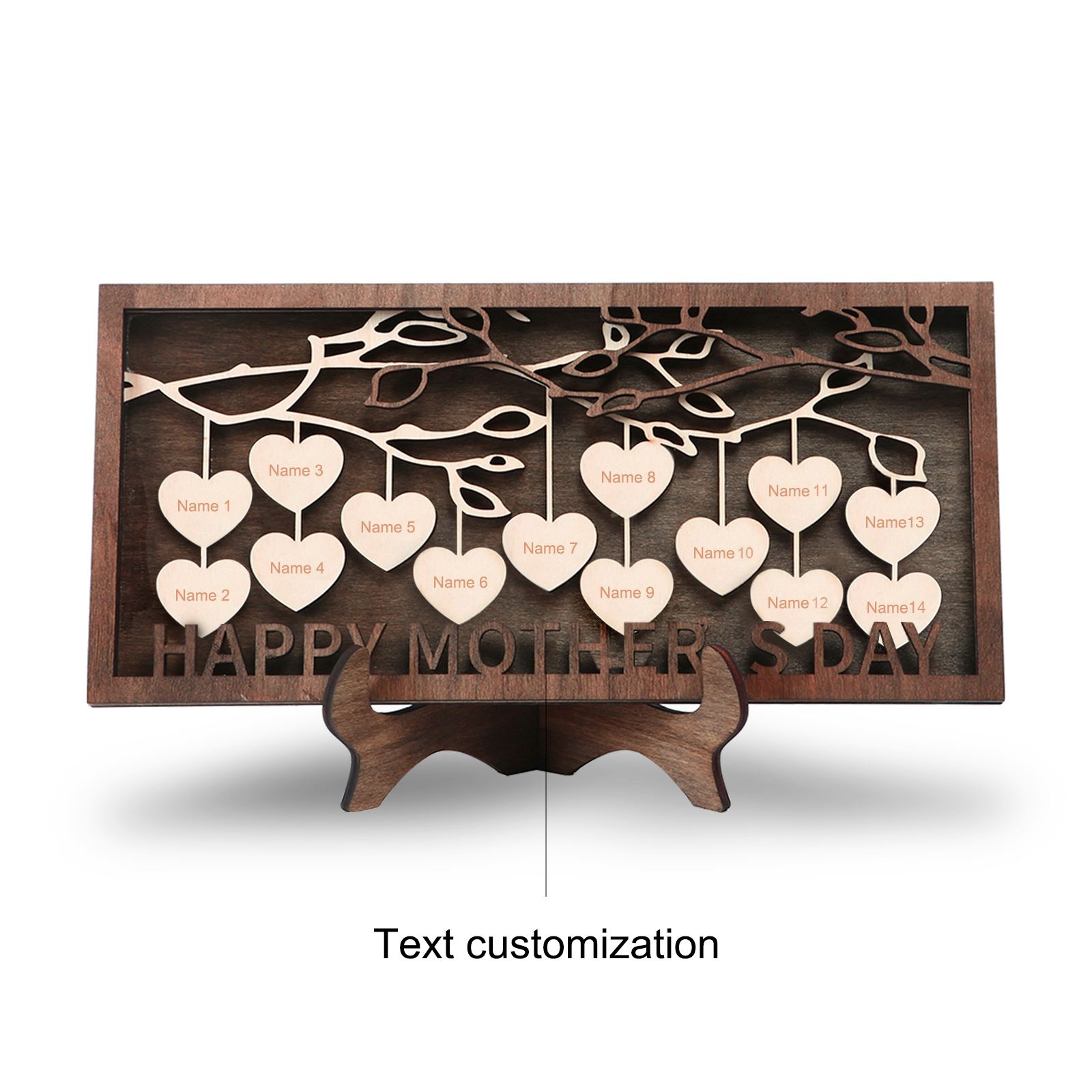 Personalized 2-14 Names Family Tree Wood Frame