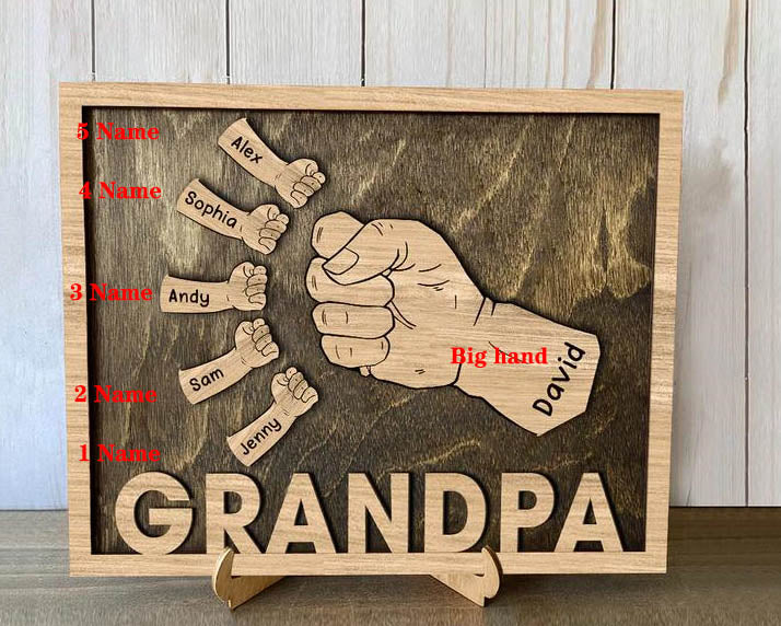 Grandpa Dad And Kids - Personalized Father's Day Home Decor Wood Frame