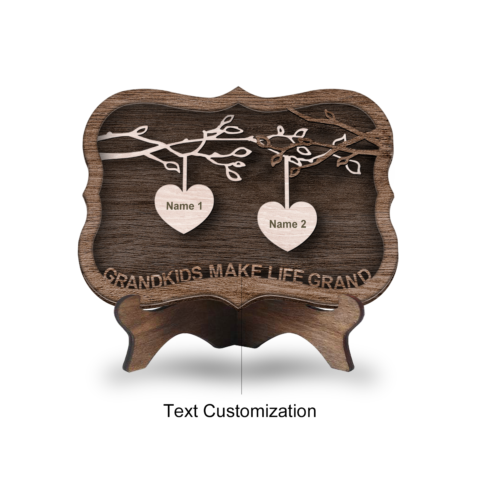 Personalized 2-4 Names Family Tree Wood Frame