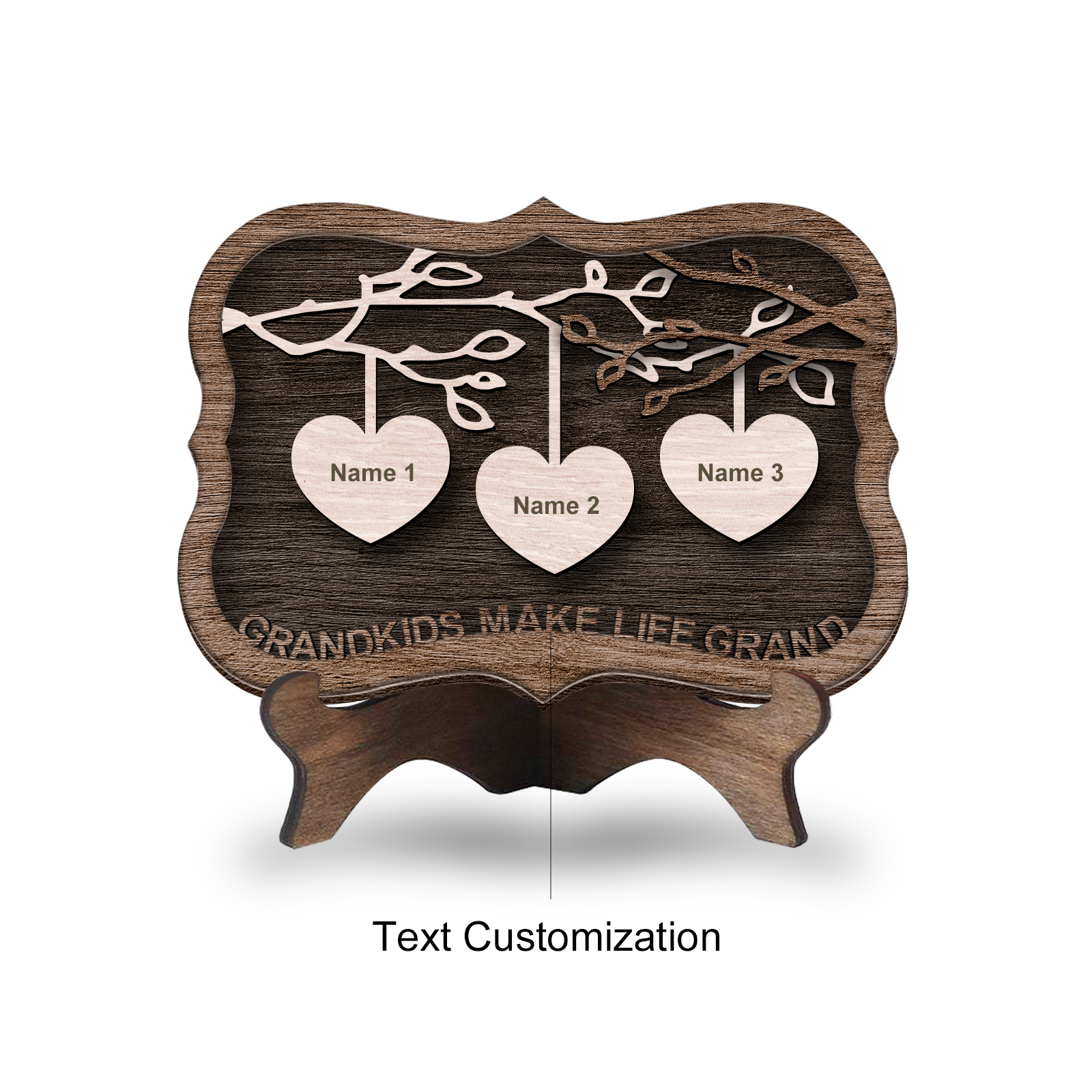 Personalized 2-4 Names Family Tree Wood Frame