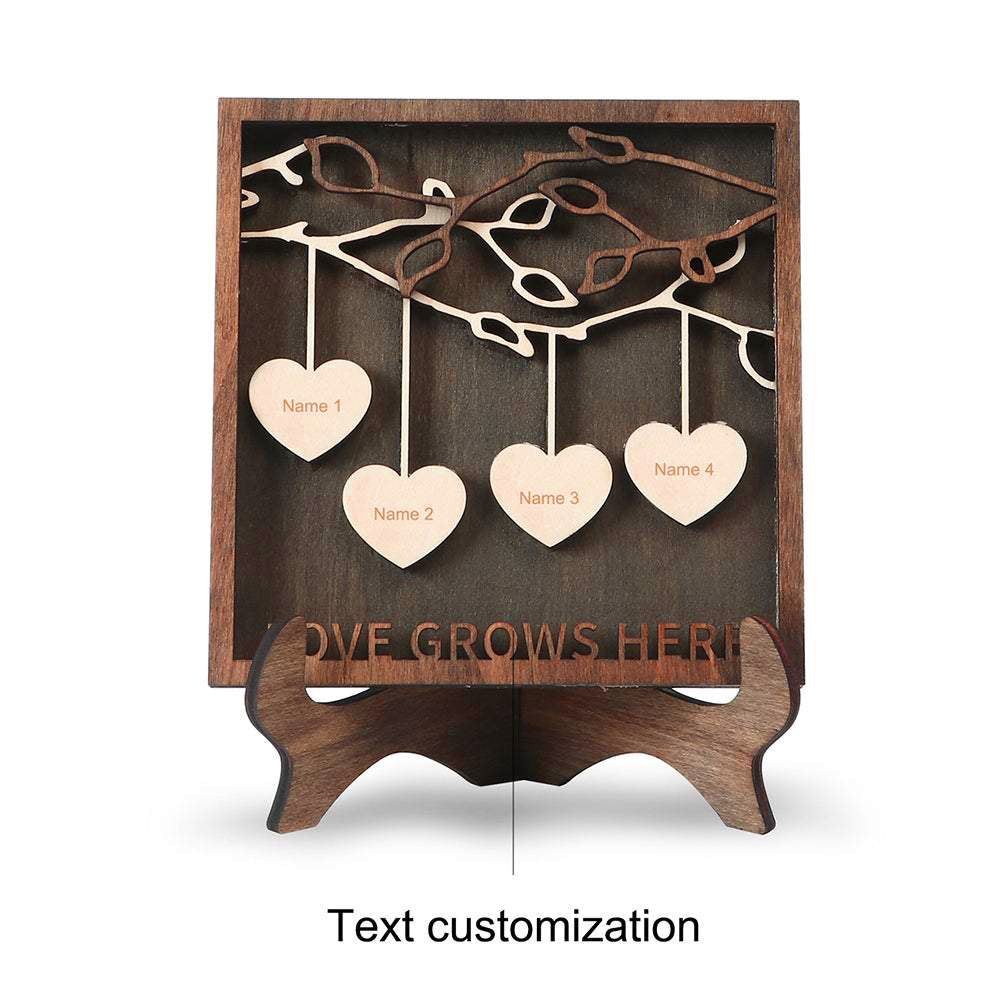 Personalized 2-14 Names Family Tree Wood Frame