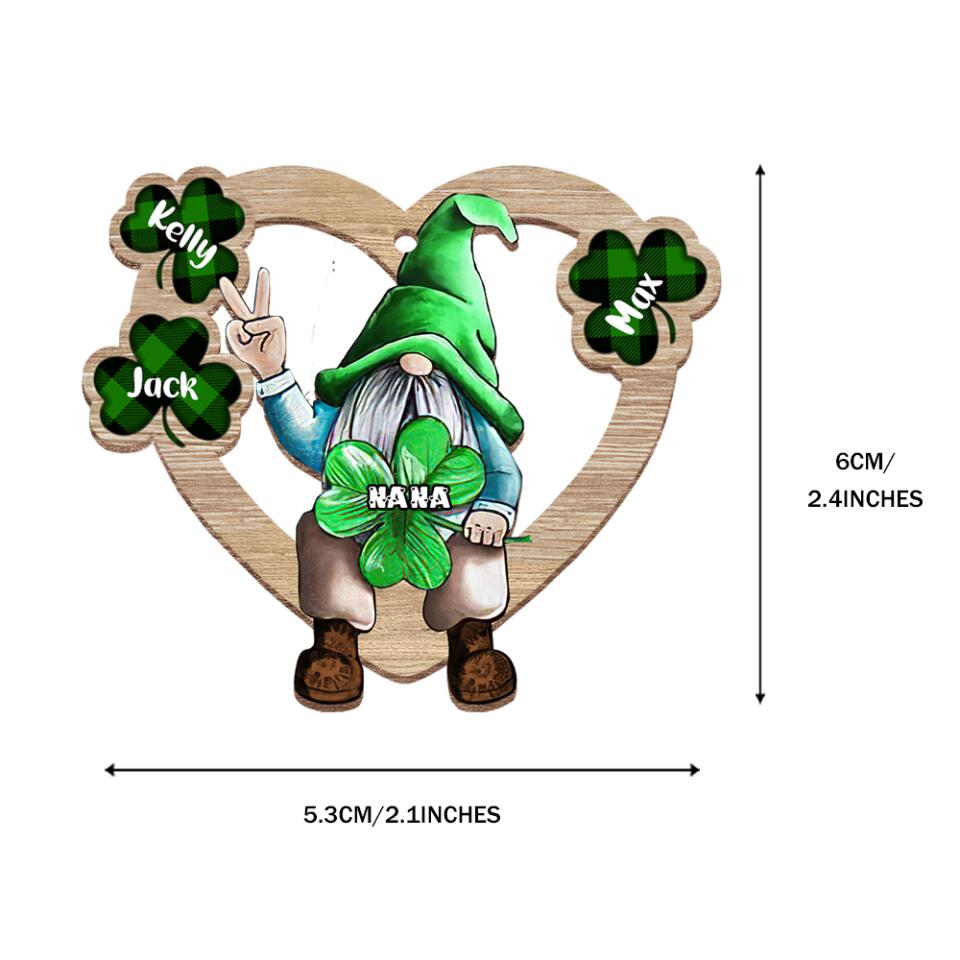 Grandma Mom Leprechaun Kids Shamrock Custom Names Clovers St Patrick's Day Gift Wooden Keychain