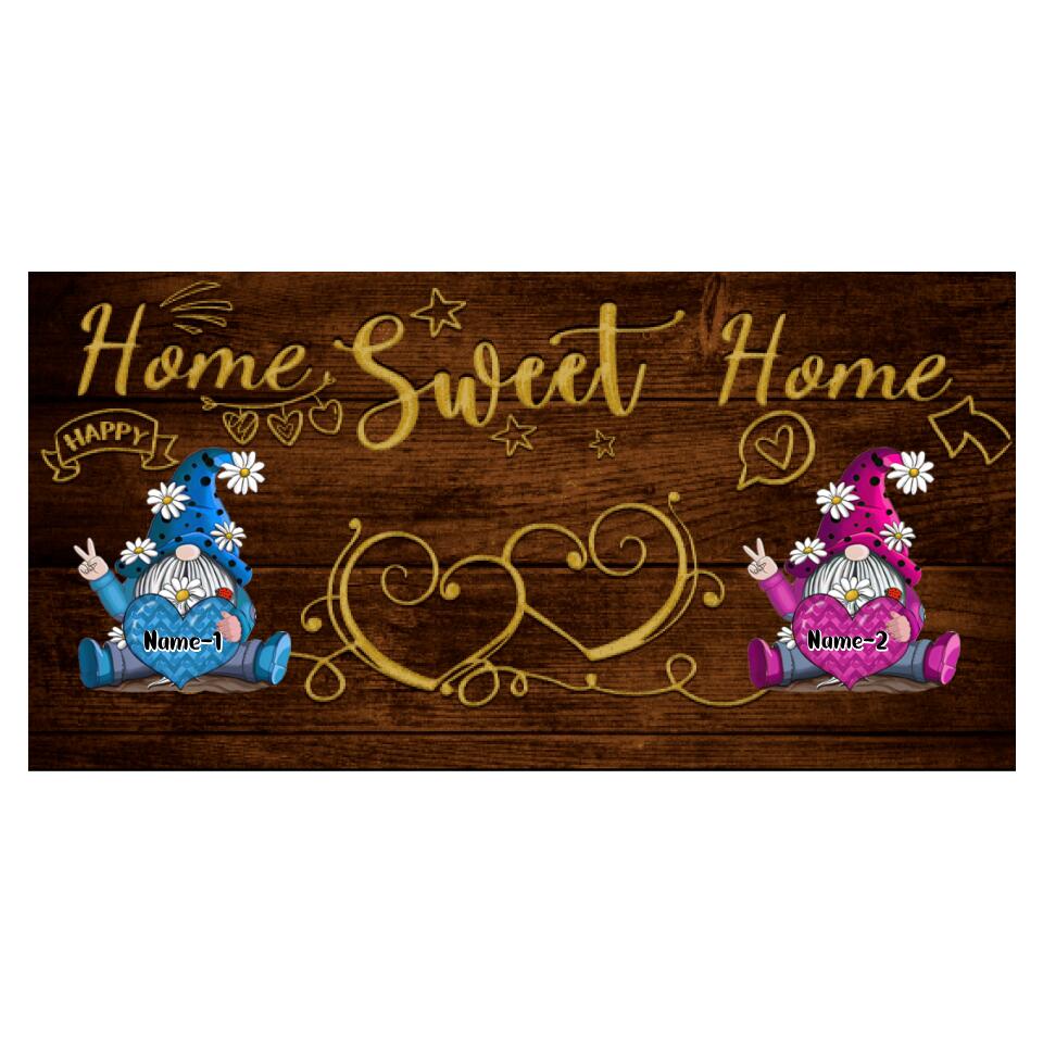 Home Sweet Home - 2-5 Names Personalized Gnomes Gift for Family Wooden Key Hanger