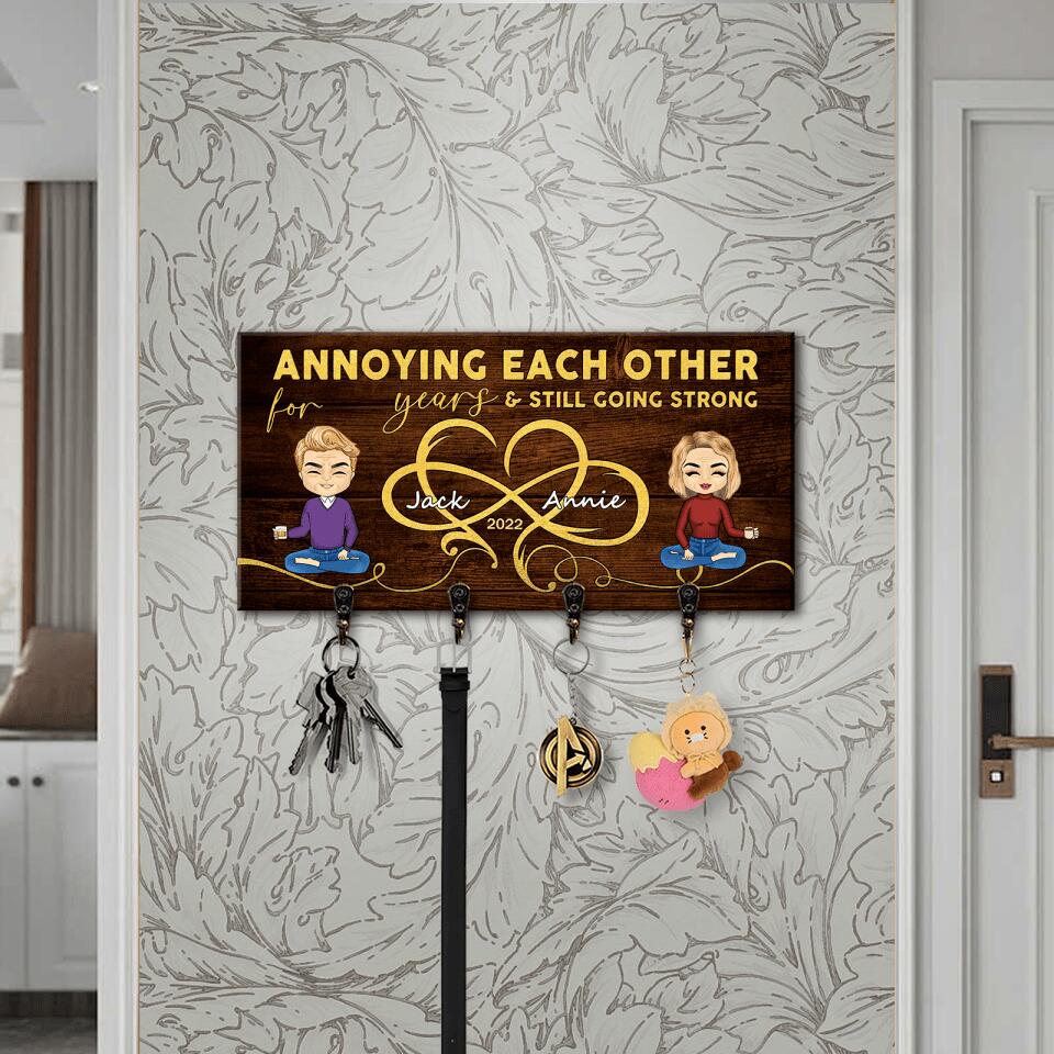 Annoying Each Other For Many Years - Personalized Couples Wooden Key Hanger