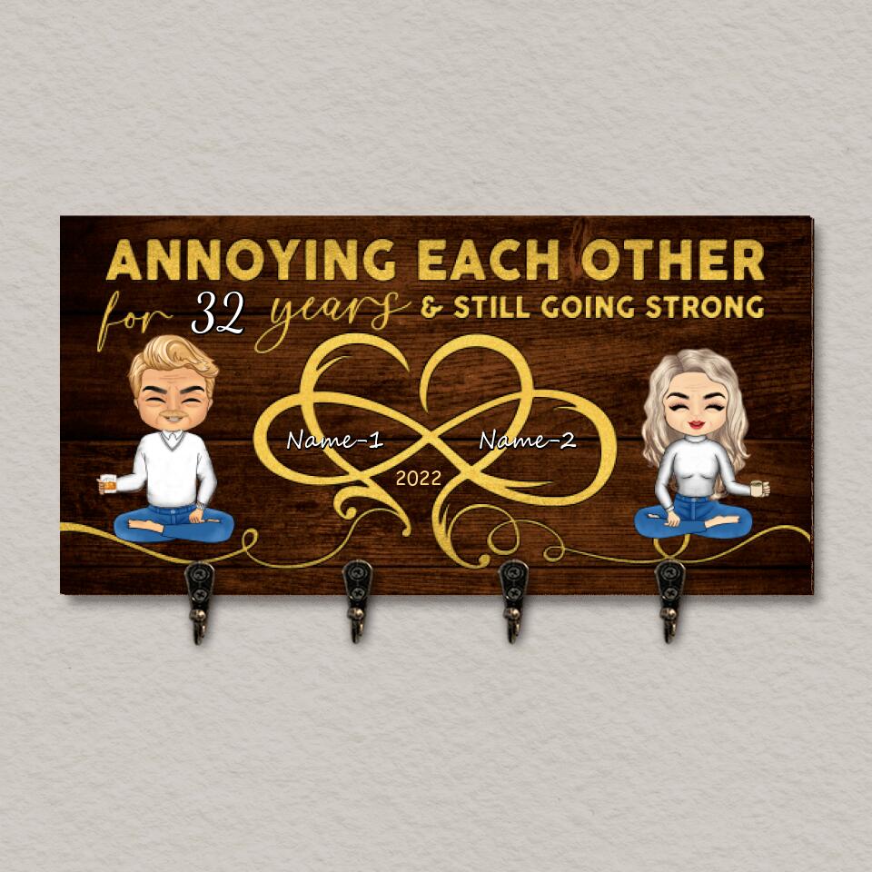 Annoying Each Other For Many Years - Personalized Couples Wooden Key Hanger