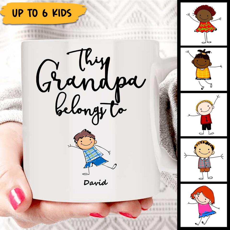 “ This Grandpa Belongs to ”- Personalized Custom Name&Kids Appearances Mug