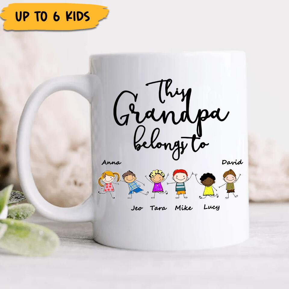 “ This Grandpa Belongs to ”- Personalized Custom Name&Kids Appearances Mug