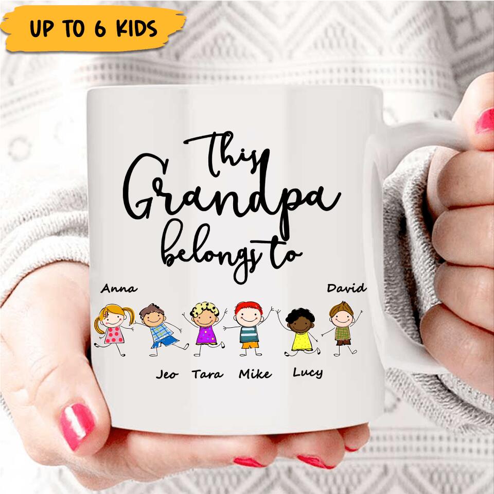 “ This Grandpa Belongs to ”- Personalized Custom Name&Kids Appearances Mug