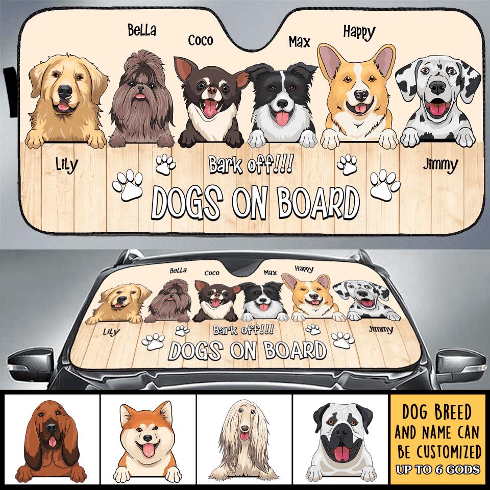 Bark off! Dogs On Board - Personalized Auto Sunshade Gift For Pet Lovers