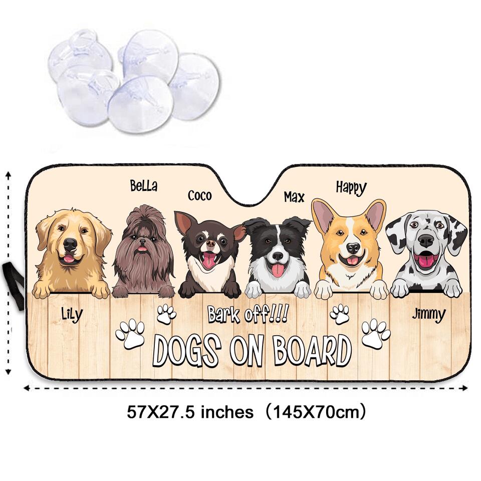 Bark off! Dogs On Board - Personalized Auto Sunshade Gift For Pet Lovers