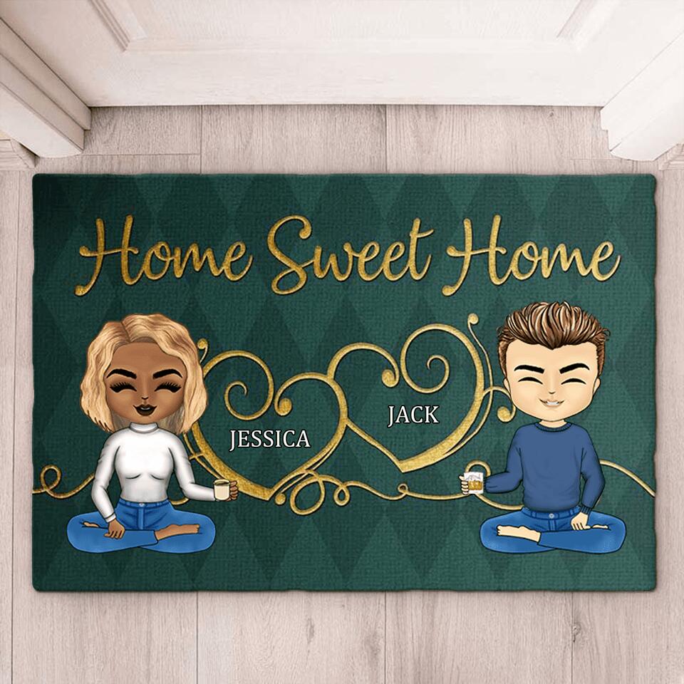 Home Sweet Home - Gift For Couples, Husband Wife - Personalized Decorative Mat