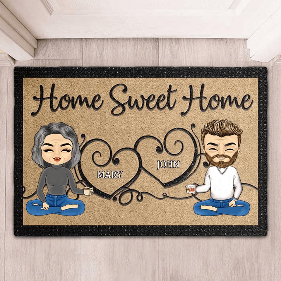 Home Sweet Home - Gift For Couples, Husband Wife - Personalized Decorative Mat