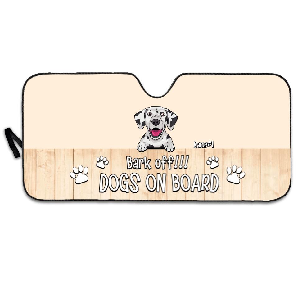 Bark off! Dogs On Board - Personalized Auto Sunshade Gift For Pet Lovers