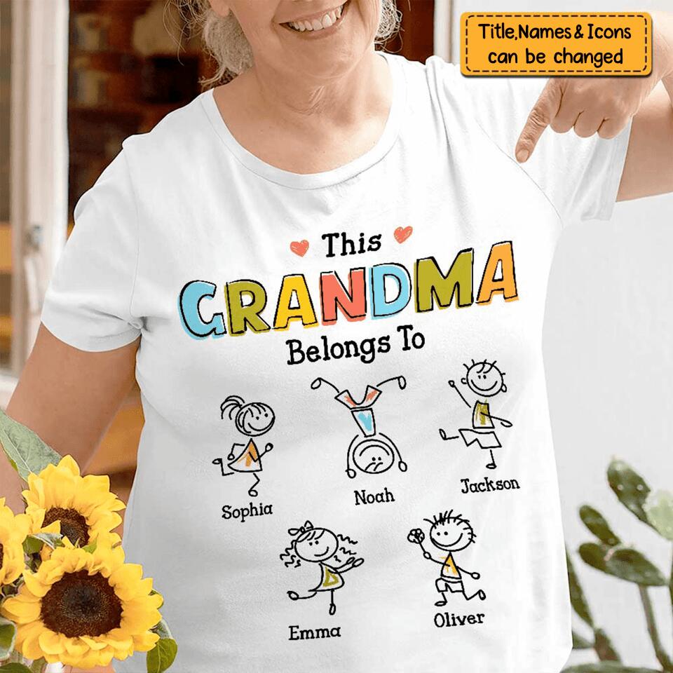 Personalized Grandma Drawing Up to 10 Kids Unisex T-Shirt