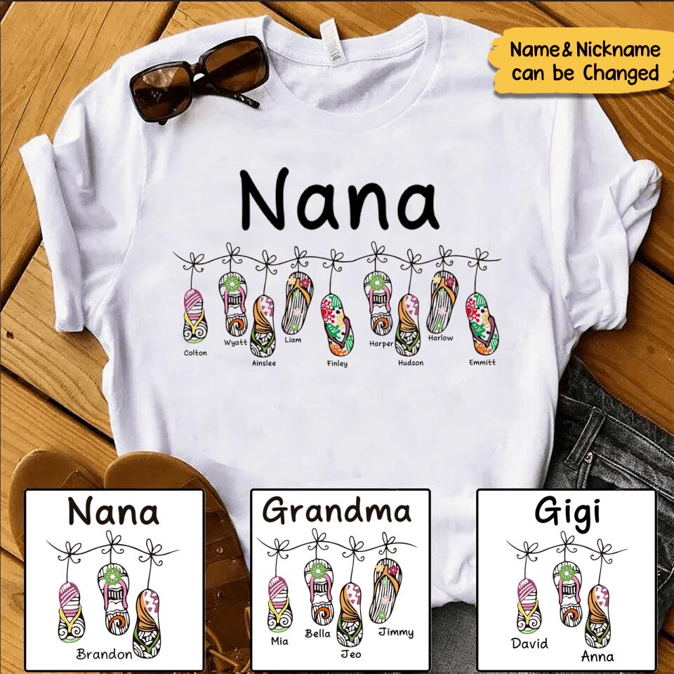 Personalized Gift Grandma Custom Nickname&Name T-Shirt