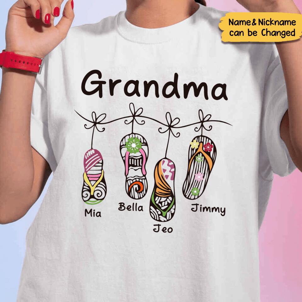 Personalized Gift Grandma Custom Nickname&Name T-Shirt