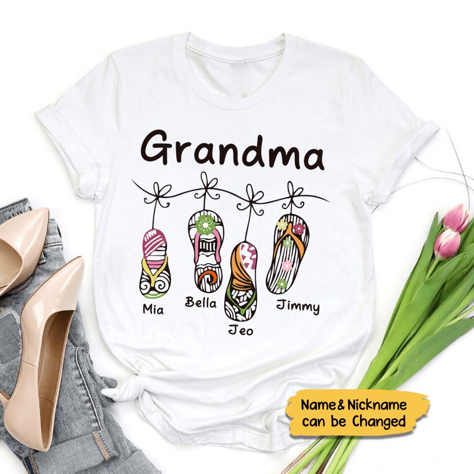 Personalized Gift Grandma Custom Nickname&Name T-Shirt