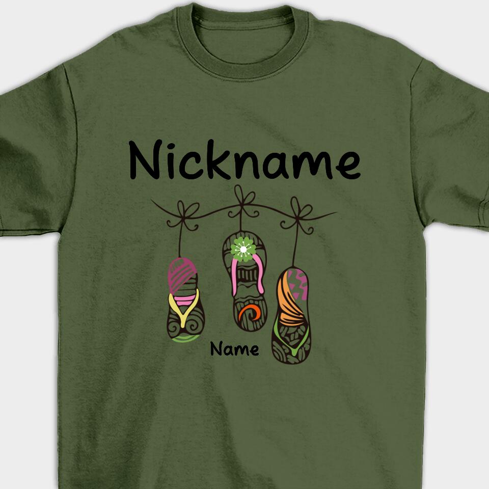 Personalized Gift Grandma Custom Nickname&Name T-Shirt