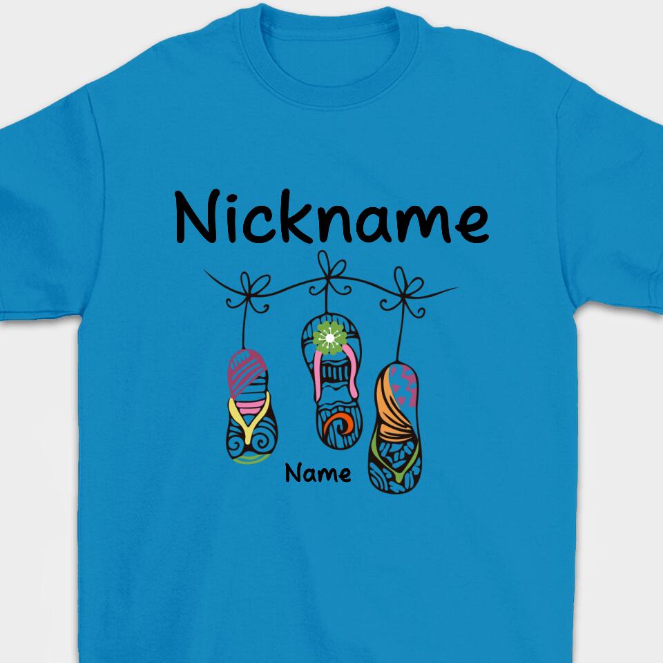 Personalized Gift Grandma Custom Nickname&Name T-Shirt