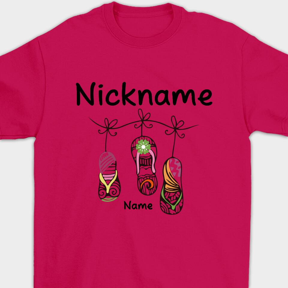 Personalized Gift Grandma Custom Nickname&Name T-Shirt