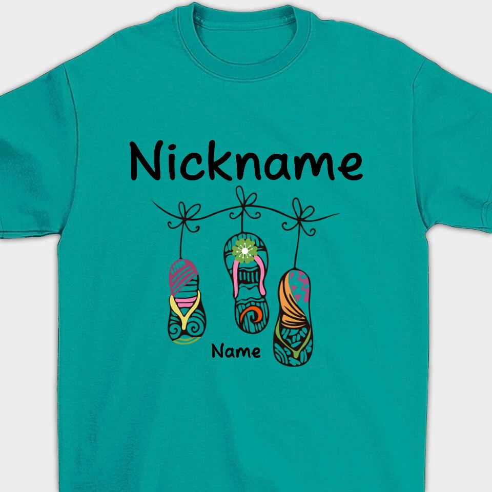 Personalized Gift Grandma Custom Nickname&Name T-Shirt