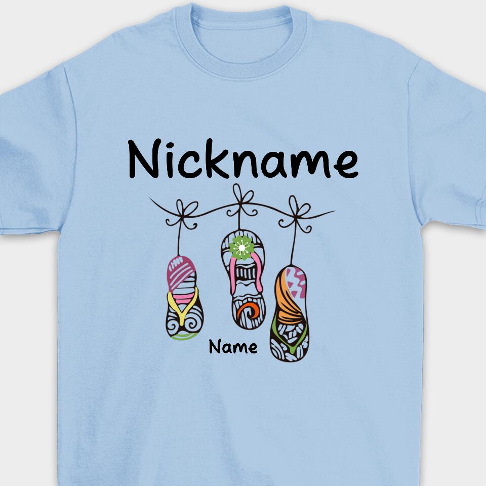 Personalized Gift Grandma Custom Nickname&Name T-Shirt