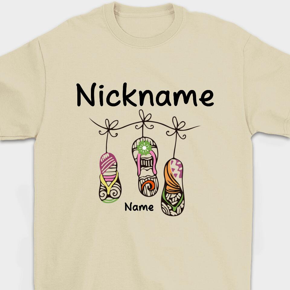 Personalized Gift Grandma Custom Nickname&Name T-Shirt