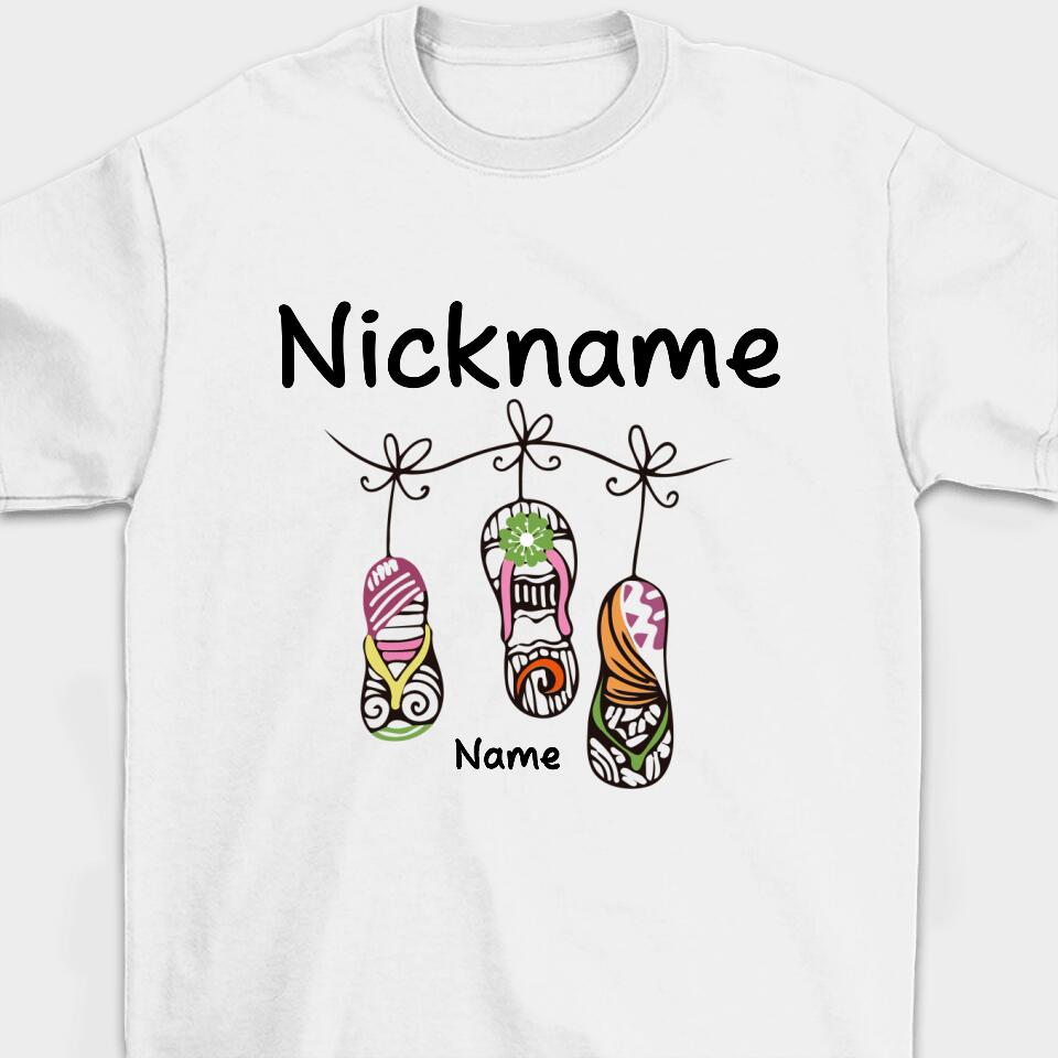 Personalized Gift Grandma Custom Nickname&Name T-Shirt