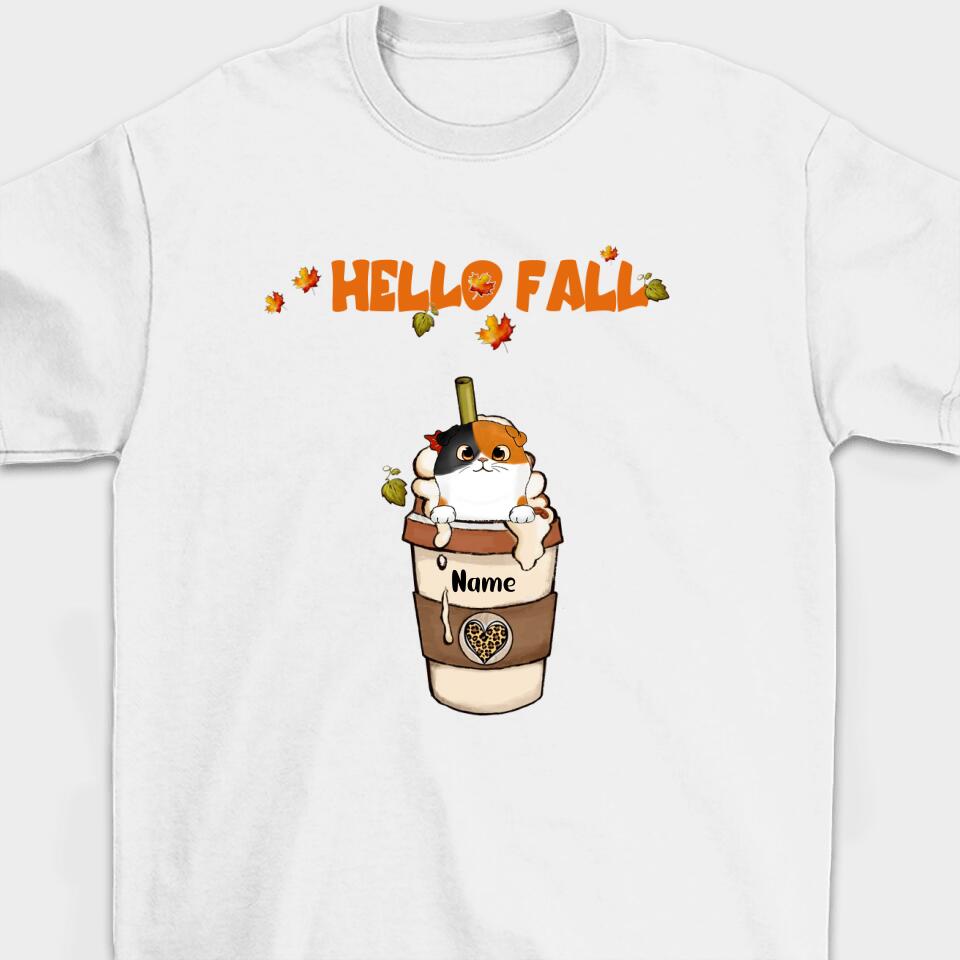 Personalized Fall Coffee Cat Shirt