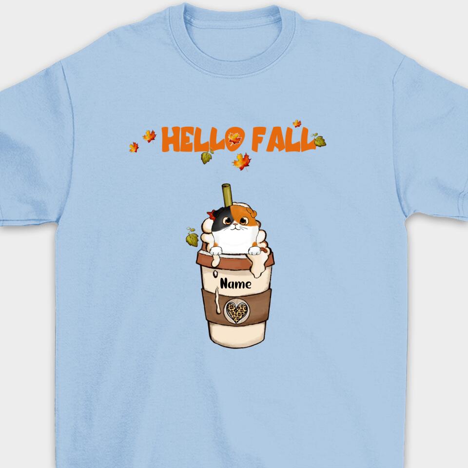 Personalized Fall Coffee Cat Shirt