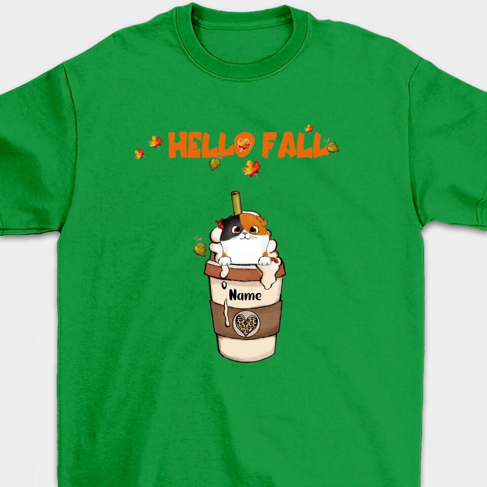 Personalized Fall Coffee Cat Shirt