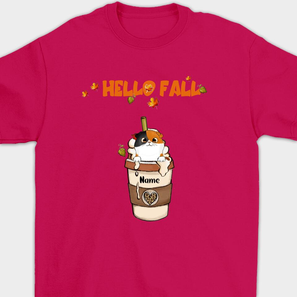 Personalized Fall Coffee Cat Shirt