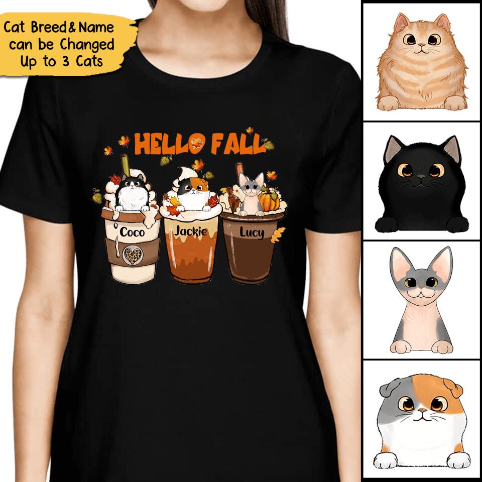 Personalized Fall Coffee Cat Shirt