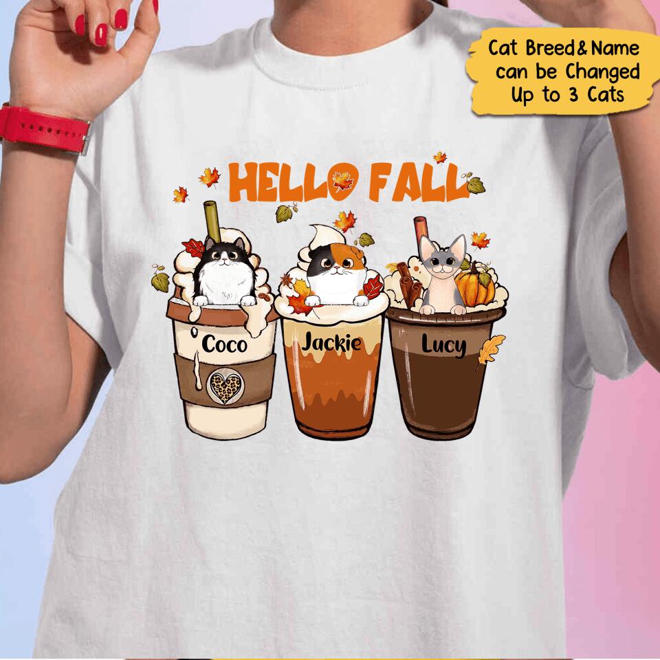 Personalized Fall Coffee Cat Shirt