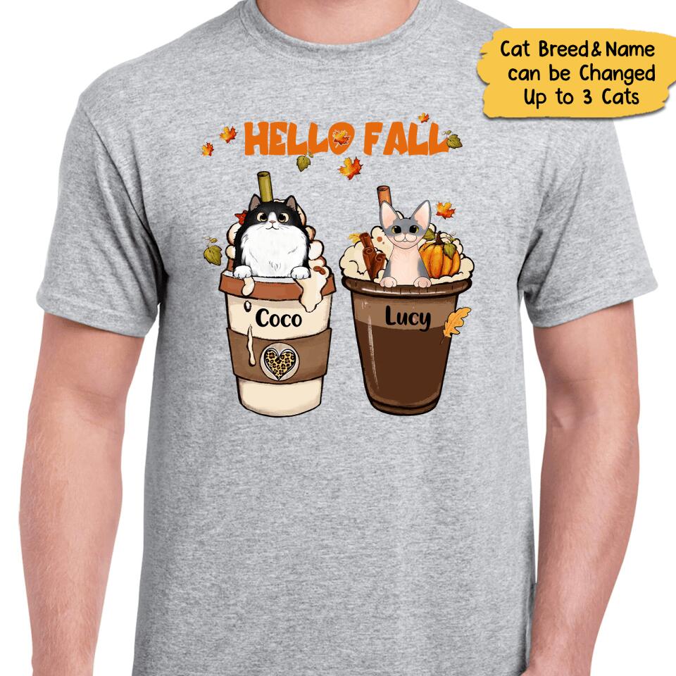 Personalized Fall Coffee Cat Shirt