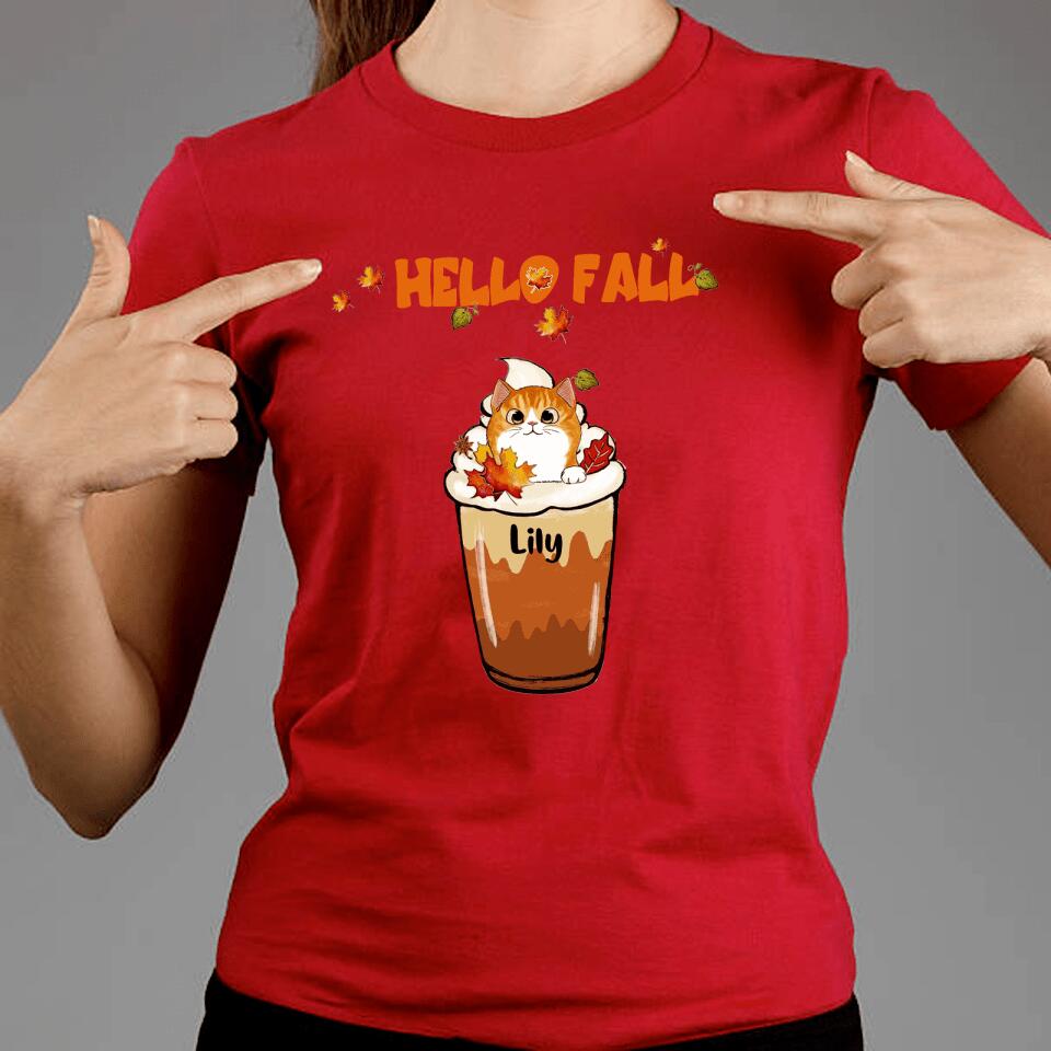 Personalized Fall Coffee Cat Shirt