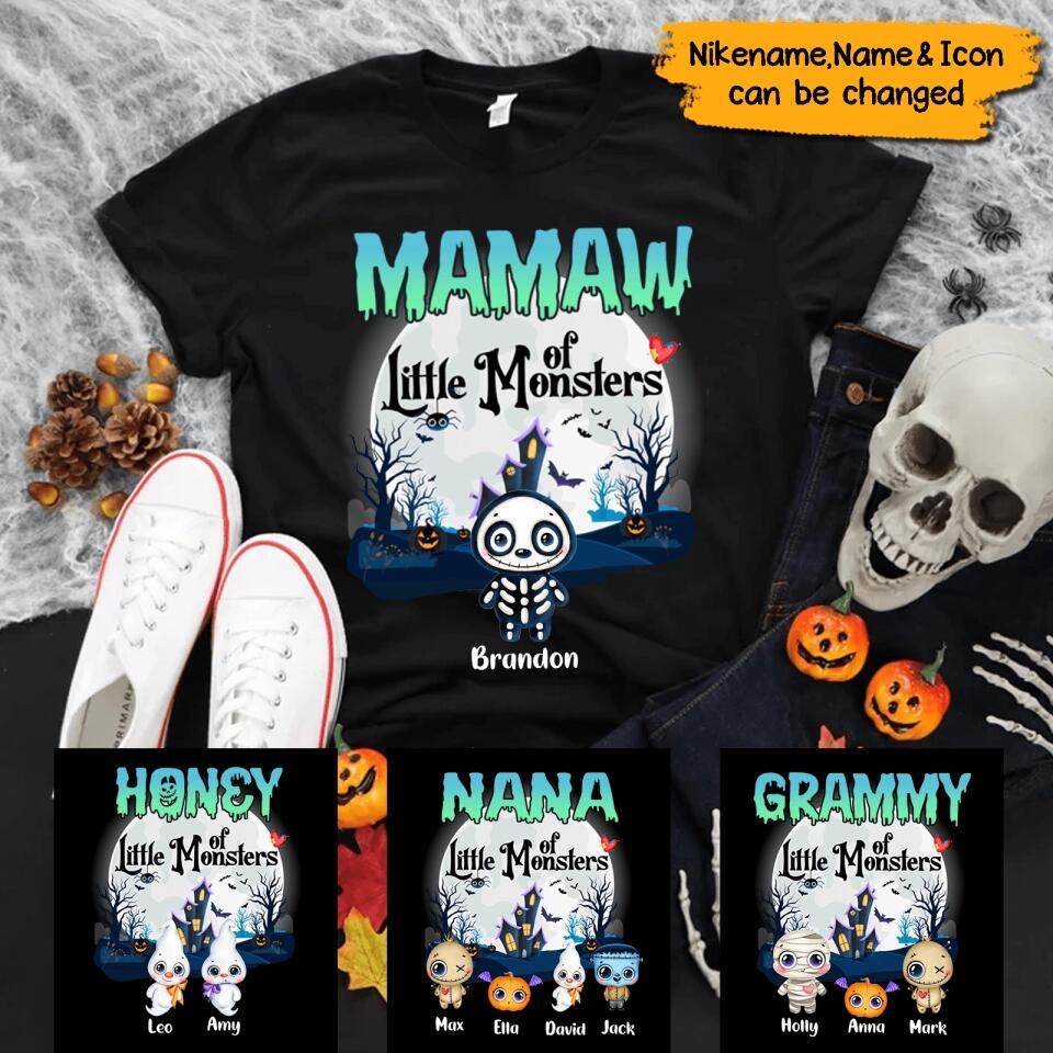 Personalized Grandma Little of Monsters Cute Halloween T-shirt