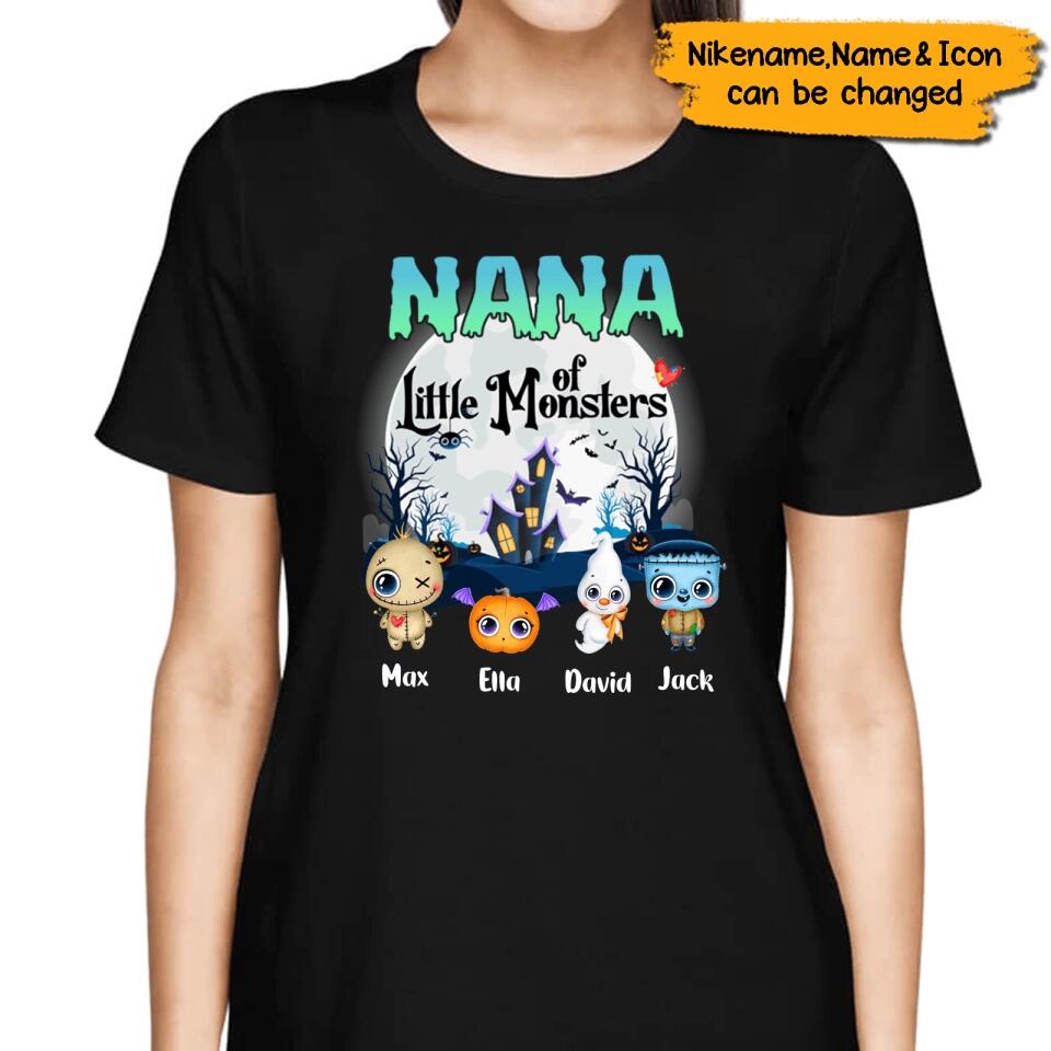 Personalized Grandma Little of Monsters Cute Halloween T-shirt