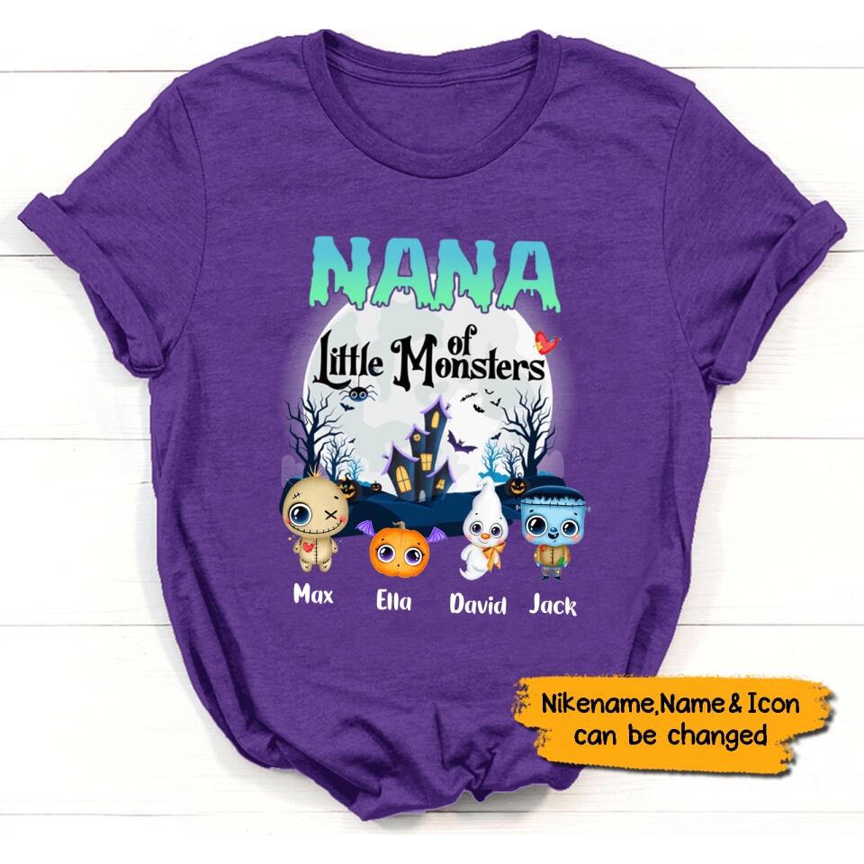 Personalized Grandma Little of Monsters Cute Halloween T-shirt