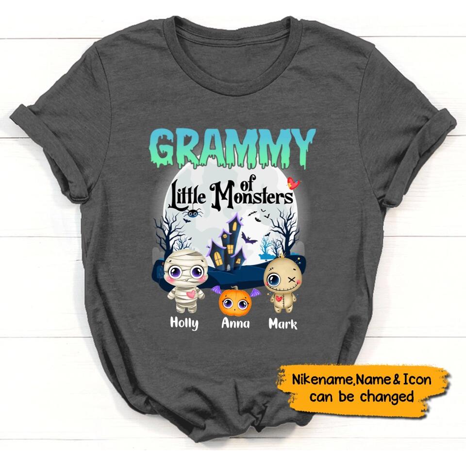 Personalized Grandma Little of Monsters Cute Halloween T-shirt