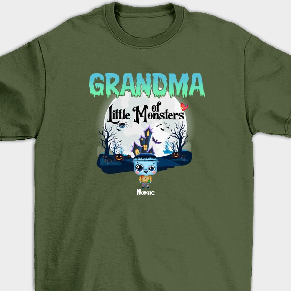 Personalized Grandma Little of Monsters Cute Halloween T-shirt