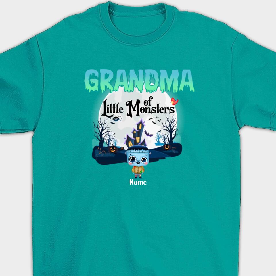 Personalized Grandma Little of Monsters Cute Halloween T-shirt