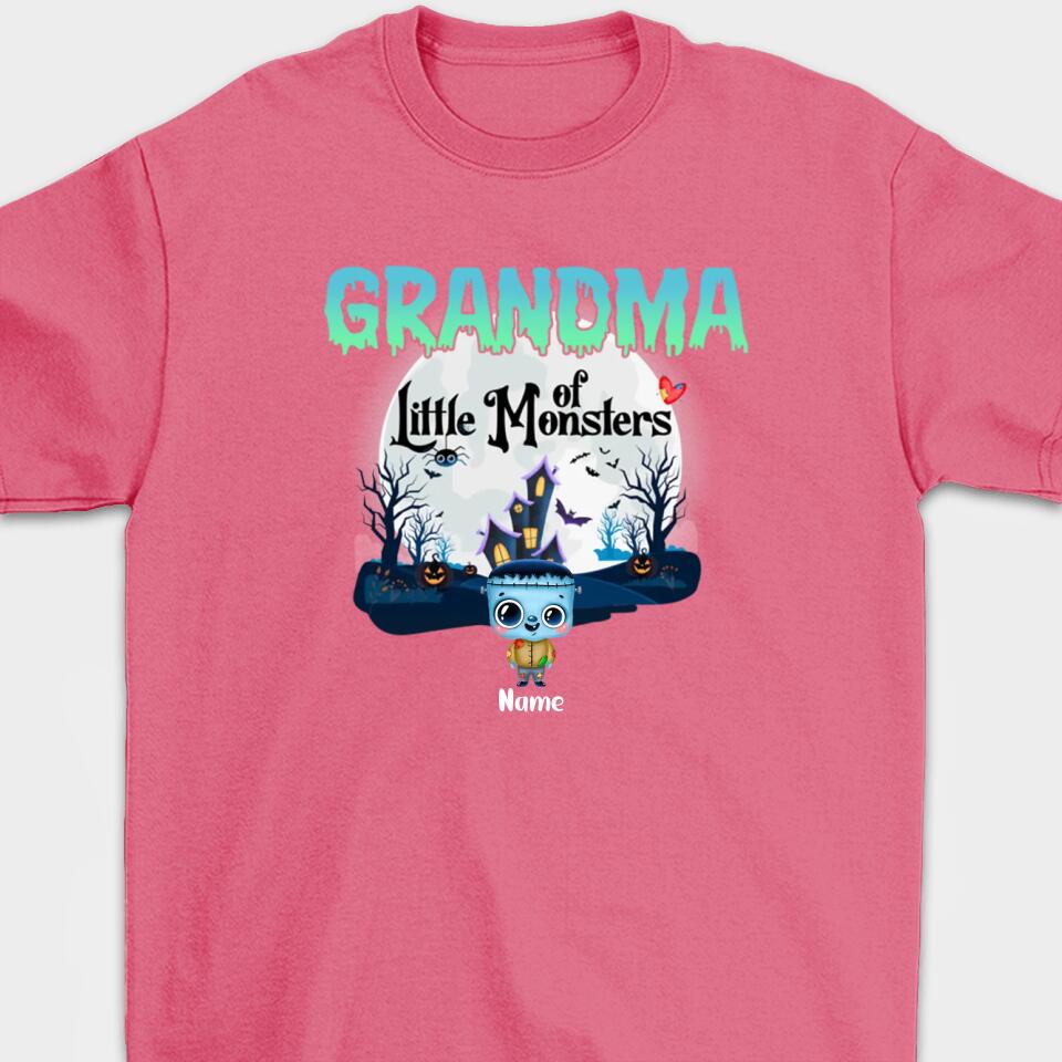 Personalized Grandma Little of Monsters Cute Halloween T-shirt