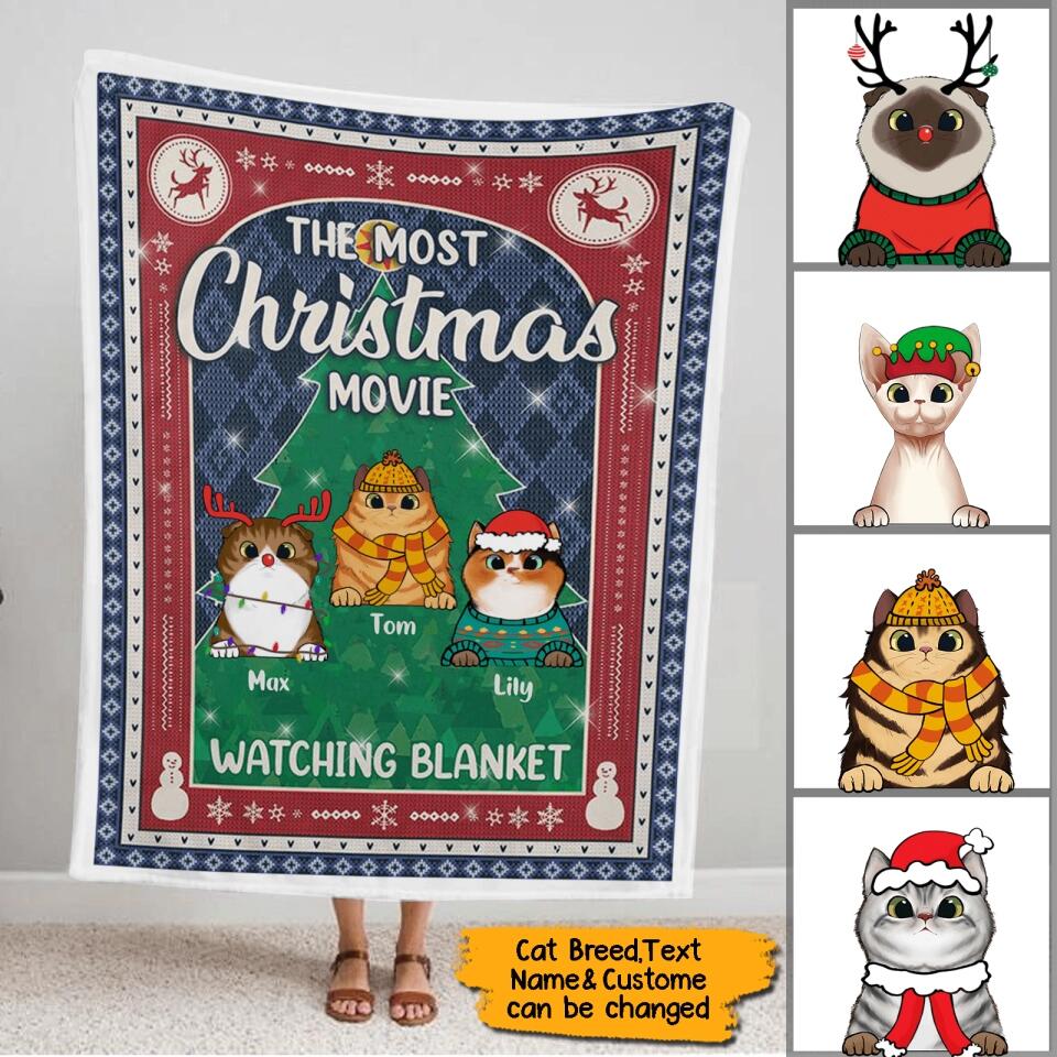 Personalized Cat Mom Christmas Blanket,Up to 6 Cats