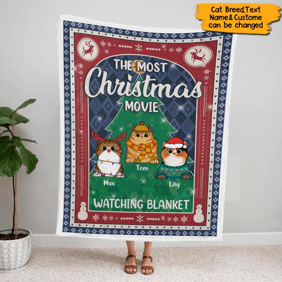 Personalized Cat Mom Christmas Blanket,Up to 6 Cats