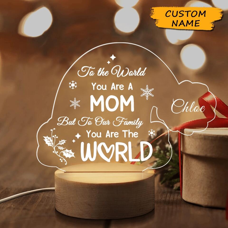 Personalized Christmas Hat Shape Gift For Mom  Acrylic Light